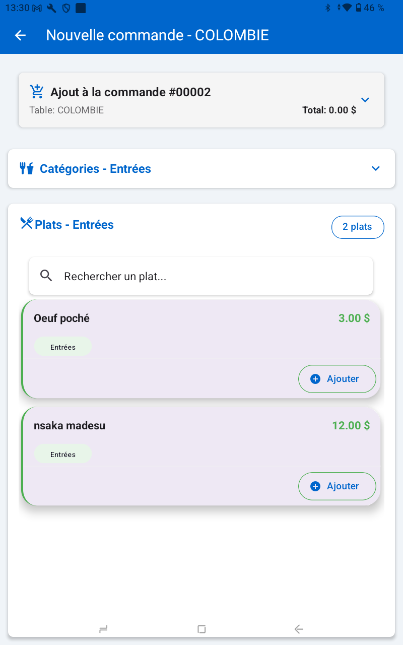 Prise de commande